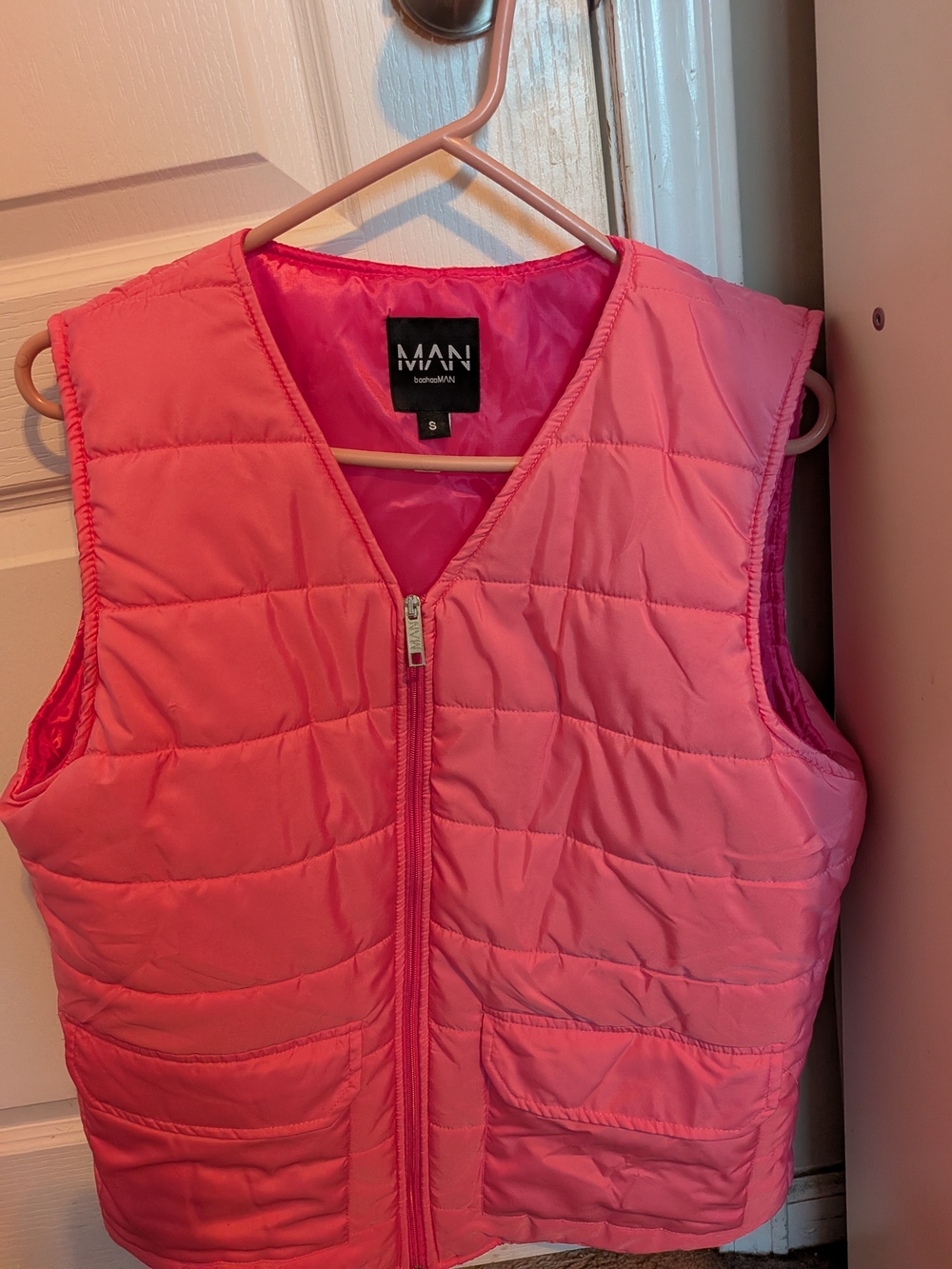 BoohooMAN Pink Quilted Puffer Vest